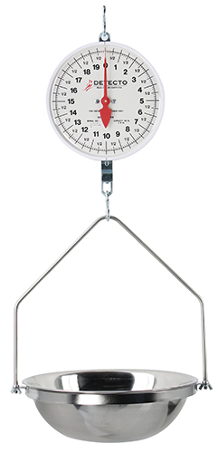 Detecto MCS-40DF Hanging Scale with Stainless Pan - Double Viewing Dials